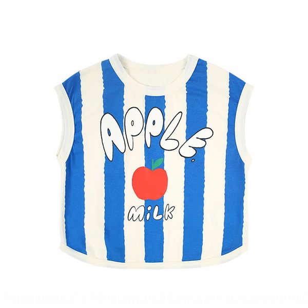 

f9bo6 bebe2020 summer new children's fashionable small and medium-sized children'svest t-shirt vest blue stripe color matching sle