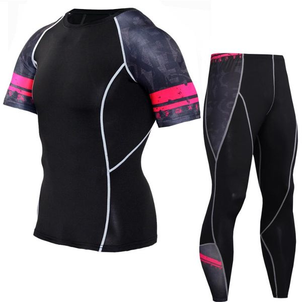 

new men's sportswear 3d compression dens fast drying running clothing set sports joggers workout gym fitness workout sports kit, Black;blue