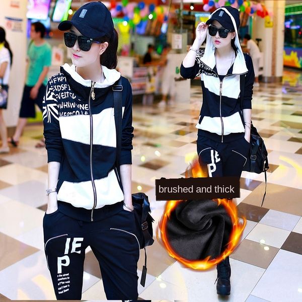 

i41jo belly-covering subnet sportswear red two-piece suit sweater sportswear 2019 autumn and winter new fashionable korean style women, Gray