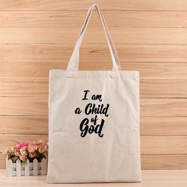 

мода я дитя бога 3d цифровой печататься девушки и женщины canvas tote bag костюм для покупок, свадьба, день рождения или другие