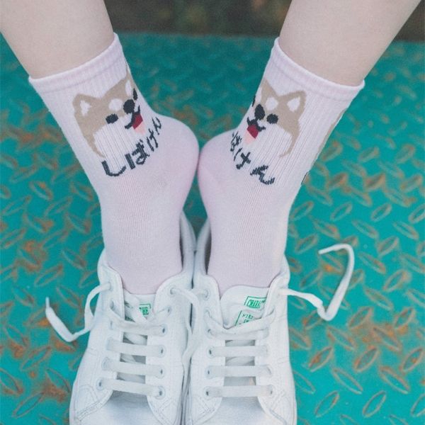 

korean ulzzang fashion brand cartoon funny cotton smallmid-leg stockings couple socks sports couple socks, Black