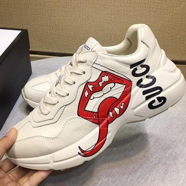 

womens casual shoes sneakers breathable with box rhyton sneaker luxury zapatos de mujer fashion casual shoes for women chaussures de femme, Black