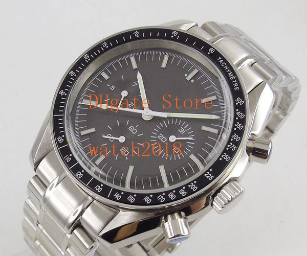

Free Shipping Black Dial Moon 42mm Professional Broad Arrow No Chronograph Mechanical Automatic Fashion Men's Watches Wristwatches