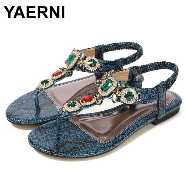 

yaerni luxury crystal sandals woman flip flops shoes fashion summer flat sandals bohemian ladies casual women shoese834, Black