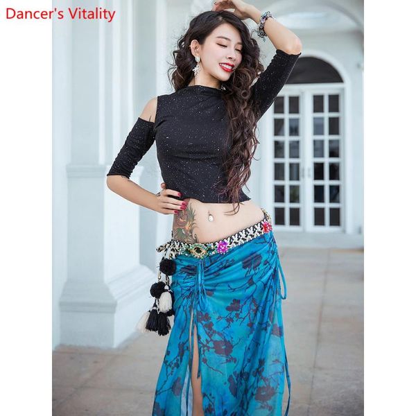 

belly dance training clothes women new shine drastring skirt oriental dancing performance practice outfits garments, Black;red