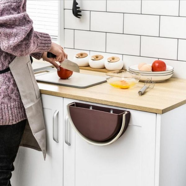 Pattumiera Cestino della spazzatura per cucina Bagno Appeso Cestino della spazzatura Porta dell'armadio da cucina Toilette Scrivania Contenitore per rifiuti Parete Moda