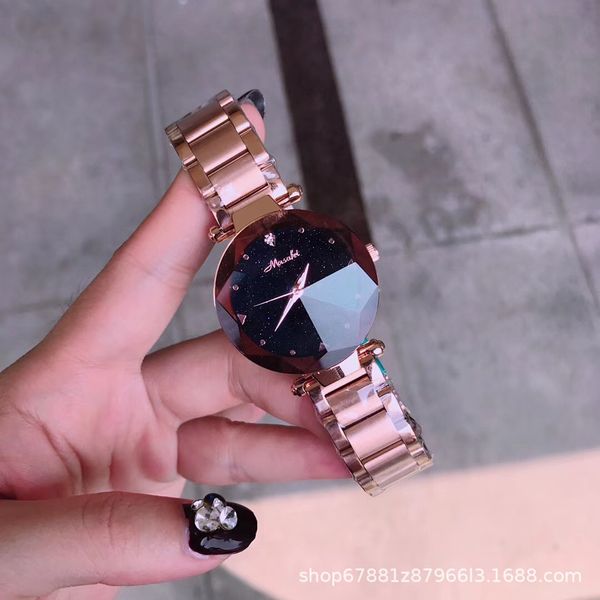 

factory direct martha fei starry fashion womens watch fashion all-match steel belt quartz watch female recruitment agent, Slivery;brown