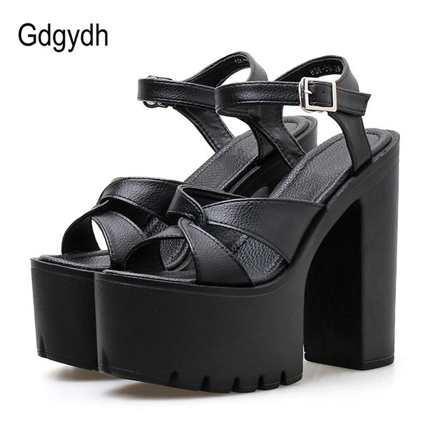 

gdgydh black women sandals open toe thick platform female shoes high heels sandals cut-outs comfortable gothic punk