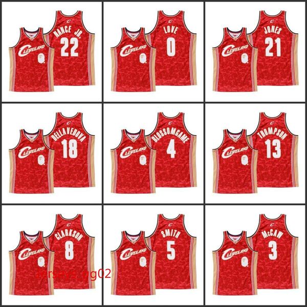 

cleveland cavaliers men kevin love collin sexton patrick mccaw larry nance jr. custom red nba bape camo basketball jersey, Black