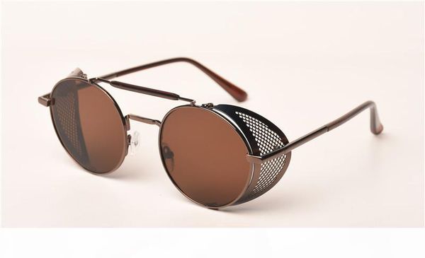 

trendymate retro steampunk sunglasses round designer steam punk metal shields sunglasses men women uv400 gafas de sol 086m t200615, White;black