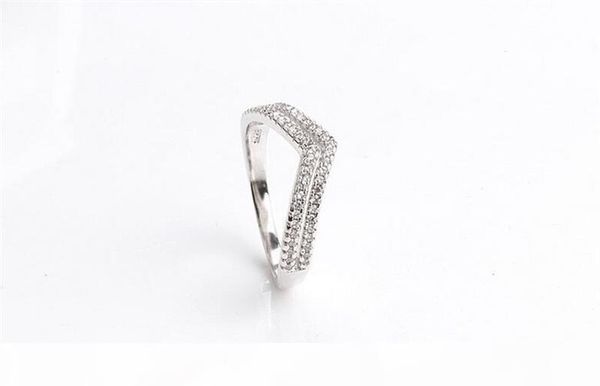 

d diamond ring 2018 new fashion ring 925 sterling silver cubic zirconia jewelry trendy double v shape rings for women jz228, Slivery;golden