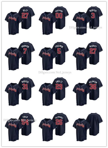 

atlanta braves men women youth 3 dale murphy 13 ronald acuna jr.1 ozzie albies 2020 alternate jersey, Black