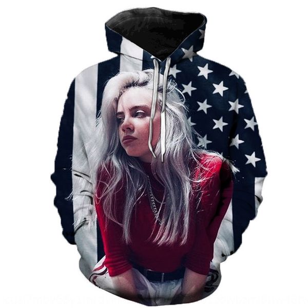 

весна осень одежда пуловер осенние и зимние одежды 2019 модный цифровой billie eilish напечатаны пуловер свитер для мужчин, Black