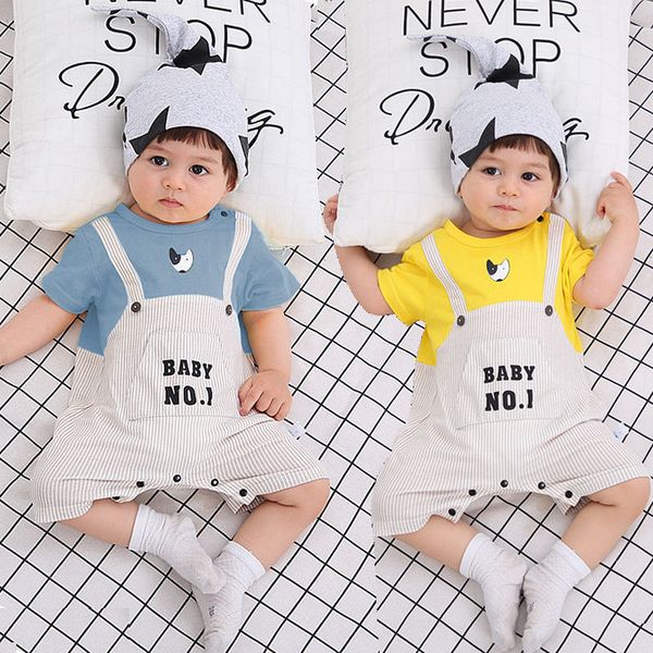 

eachin baby romper summer boys and girls infant newborn jumpsuit baby gril boy clothing cotton rompers outfits clothes, Blue