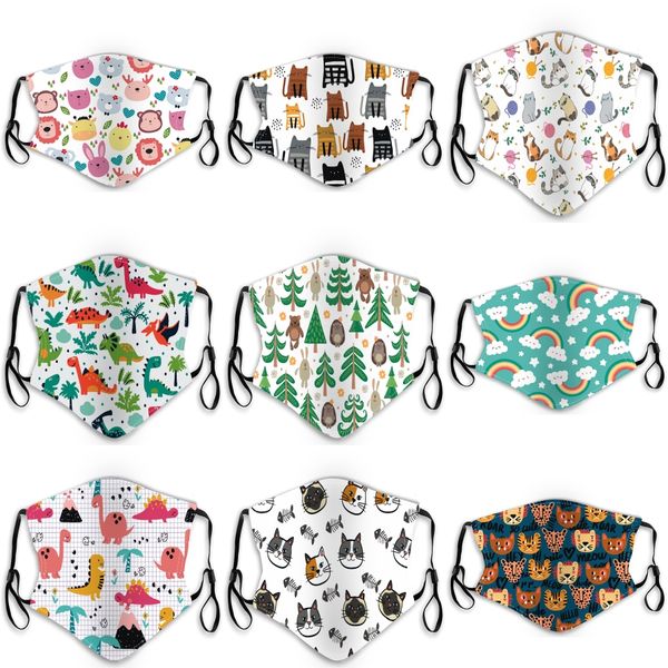 

kids anti-pollution masks boy girl cartoon mouth face masks kids anti-dust breathable earloop washable reusable cotton mask 30pcs#836