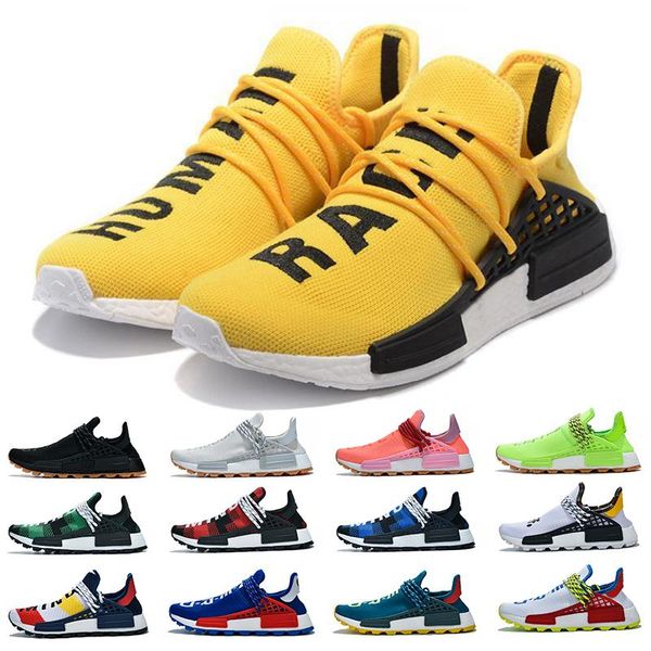 

человек гонки мужчины женщины кроссовки pharrell williams hu runner белый черный желтый красный серый мужские спортивные кроссовки сша 5-12