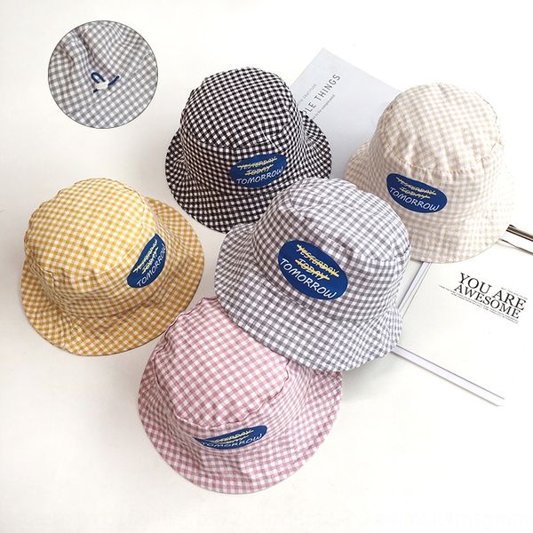 

children fisherman bucket bucket sun men's and women's soft sister fisherman's leisure art basin hat plaid hat, Blue;gray
