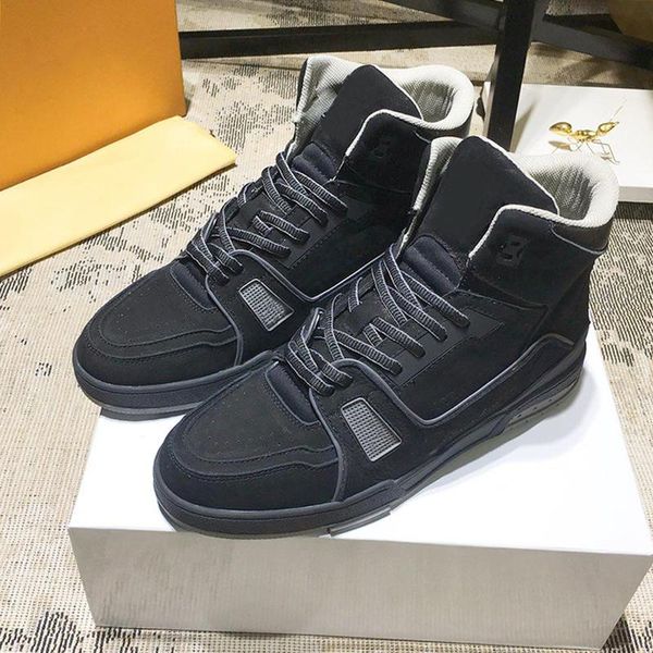 

trainer sneaker boot mens shoes new arrival vintage lightweight footwears comfortable plus size lace -up high men shoes fast delivery, Black