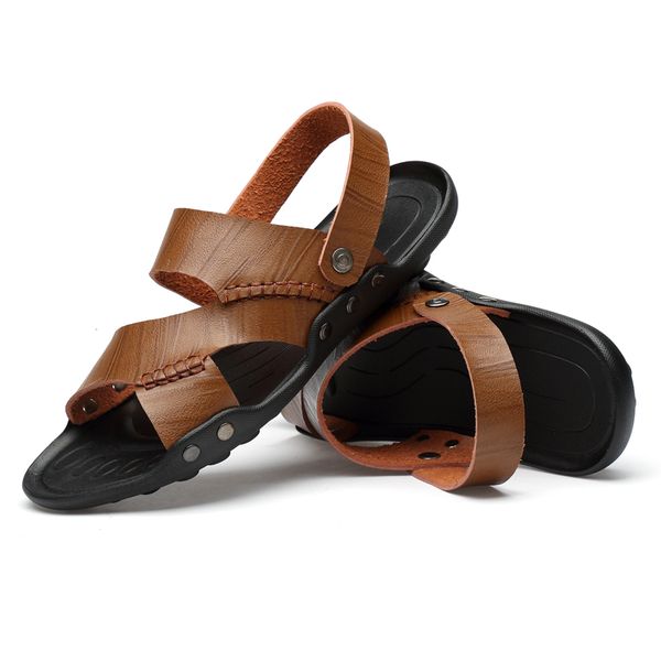 

mens man cuir sandale playa sport men casual sandel sandalen sandal sandals fashion sandali herren sandalsslippers size homme, Black