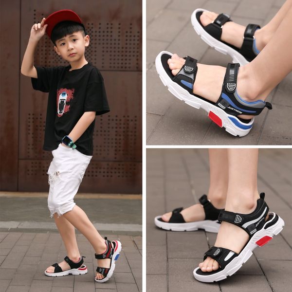 

hrrom boys' 2020 new children's soft-soled non-slip handsome outdoor for sandals and sandals medium and large children lightweight, Black