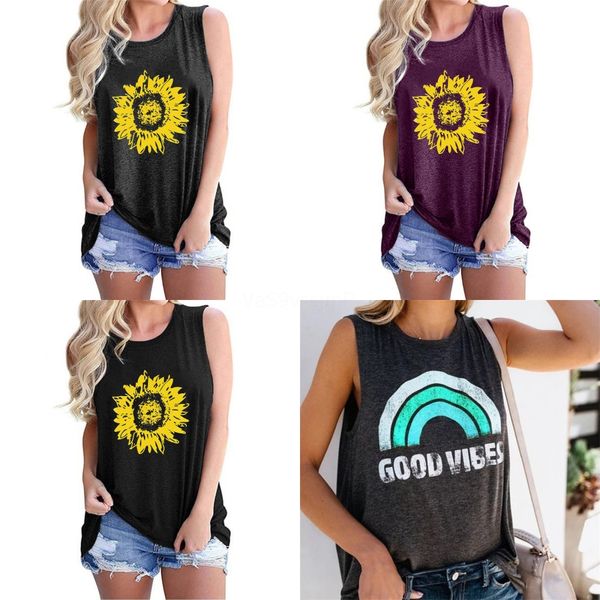 

spring summer new tank women sleeveless round neck loose t shirt ladies vest singlets#843, White