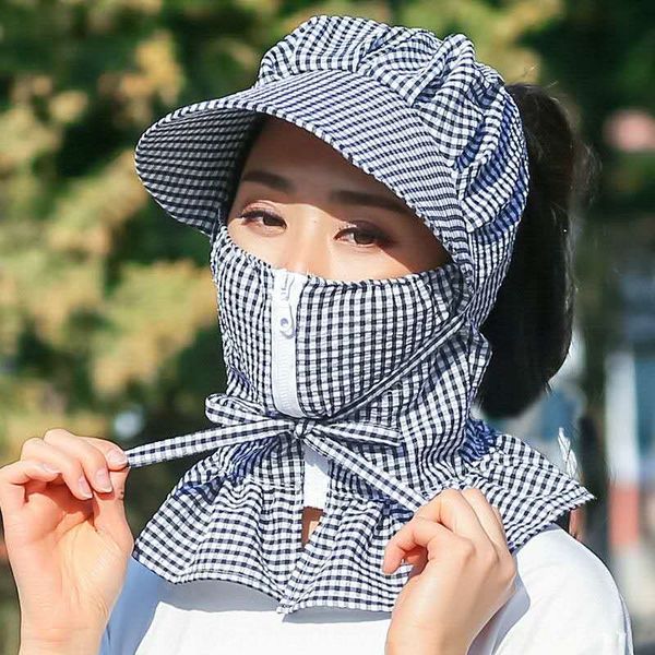 

outdoor big brim riding sun hat women's uv-proof mask headscarf headscarf riding mask korean-style empty hat