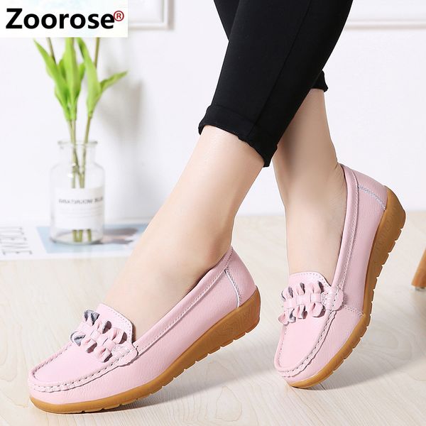 

zoorose casual women shoes new fashion casual flats pu leather flower simple women mom soft flat shoes zapatos de mujer, Black