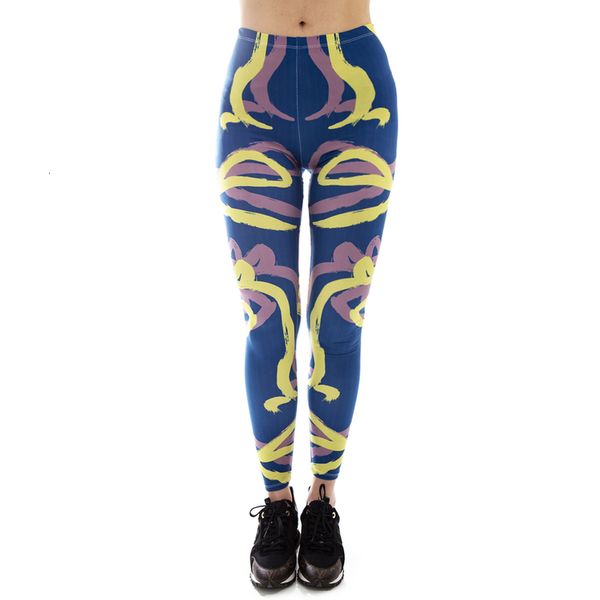 

fashion women legging line blue ego face printing leggings stretch leggins workout fitness bohemian slim pants, Black
