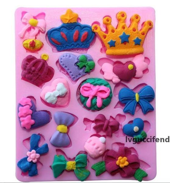 

3d various crowns&bows shape silicone mold fondant mold chocolate sugar lace mold