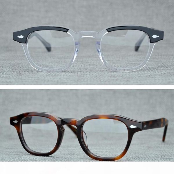 

round handmade acetate frame women johnny depp glasses men computer goggles optical spectacle frame demi myopia, Black