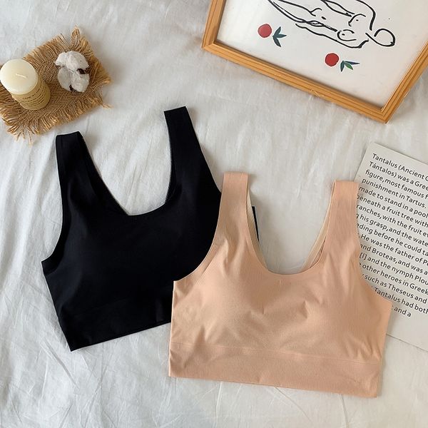 

pp4ah large size back summer 2020 new plus fertilizer plus u collar ice silk camisole underwear vest traceless chest wrapping suspender unde, Camo