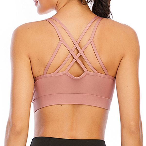 

oeak back padded sports bras cross strap yoga bra women shockproof breathable fitness running gym vest sportswear, White;black