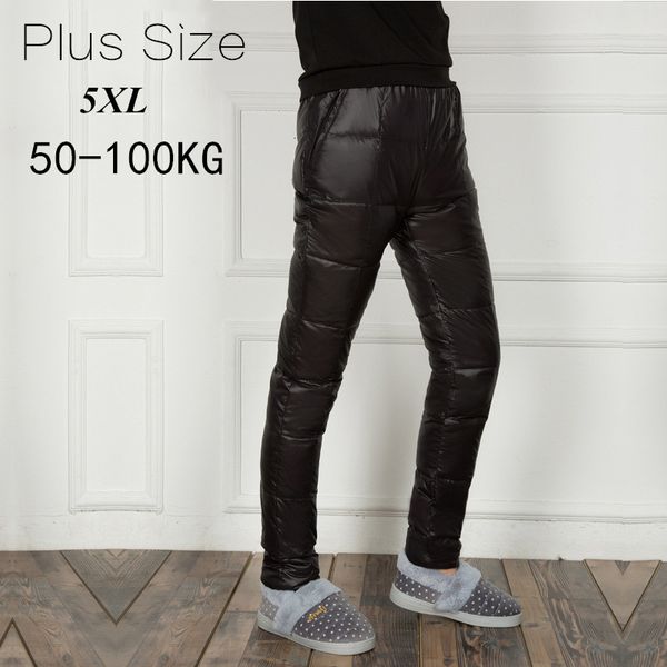 

winter men's down pants 5xl large size thermal 90% white duck down trousers outdoor sports waterproof windproof warm cotton pant, Black;green