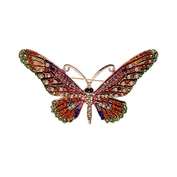 

retro colorful rhinestone dripping oil enamel butterfly brooch for women insect animal brooch pins brooches factory direct sales, Gray