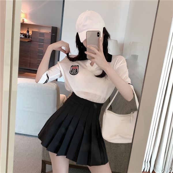 

2020 two-piece ice silk newwomen's western style suit style pleated high waist knitted shirt skirt suit skirt knitwear, Gray