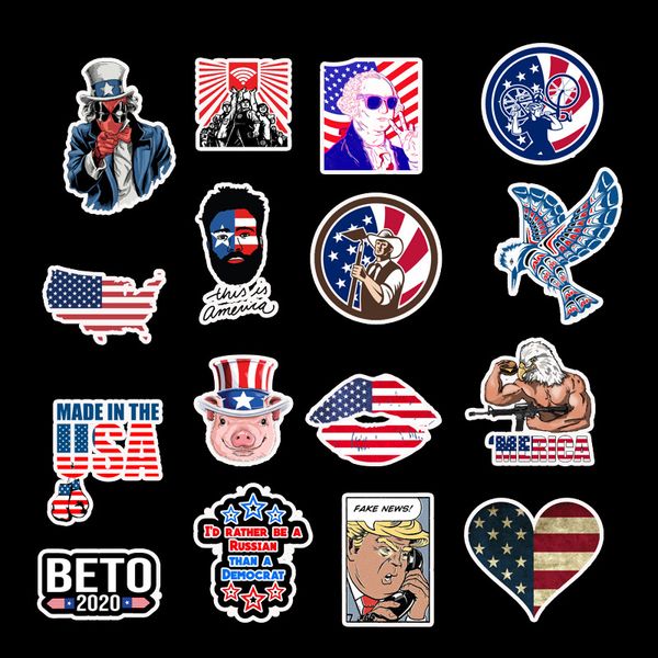 

pack of 50pcs wholesale american stickers independence day funny july 4th decals lapskateboard motor car waterproof decal bulk lots