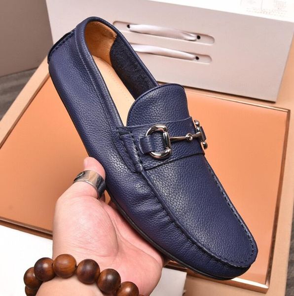 

orignal box] brand new mens loafers casual business cow leather gentleman dress drive walk shoes size 38-45, Black