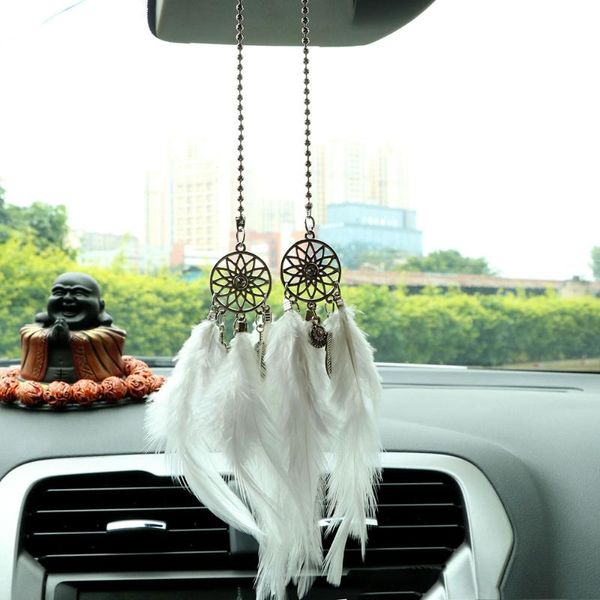 

car ornament car mirror hanging pendant wind chimes feather decoration dream catch car-styling handmade dreamcatcher gifts