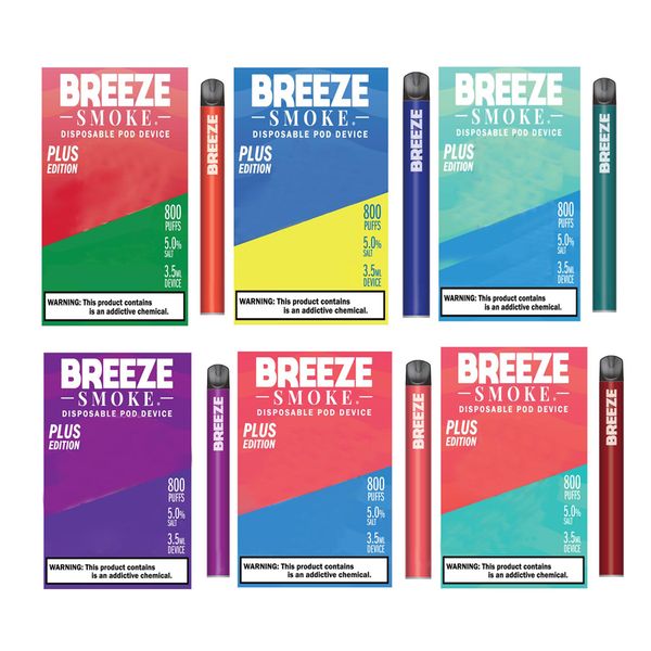 

Breeze Дым 800 пуфы Одноразовые устройства Vape Pen Предварительно заполненные 3,5 мл Бобы Испарения электронной Cigs Портативная система Starter Kit Испаритель Bar Plus Издание