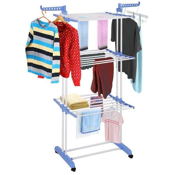 

71" folding clothes laundry drying rack in/outdoor hanger storage organizer
