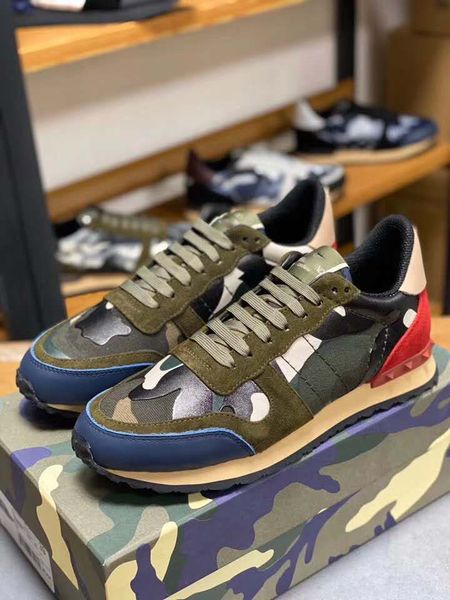 

size 35-46 women/men casual shoes hococal camouflage genuine leather lace up couple star shoes rivets flat shoes, Black;red