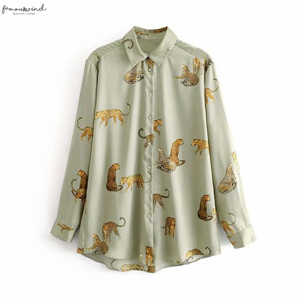 

womens clothing animal prints shirt women spring 2020 new fashion long sleeve blouse female loose shirts, White