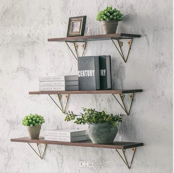 

iron solid wood wall shelf manufacturers wholesale wall decoration wall hanging living room bedroom one-word partition frame