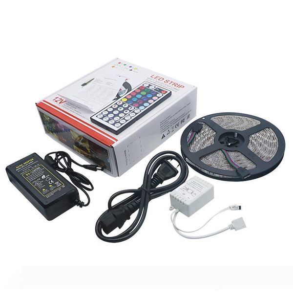 

Edison2011 RGB Led Strip Light Kit Set 5050 Strip Kit 5m 300LEDs + 44 keys IR Remote Controller + Power Supply Adapter in Retail Box