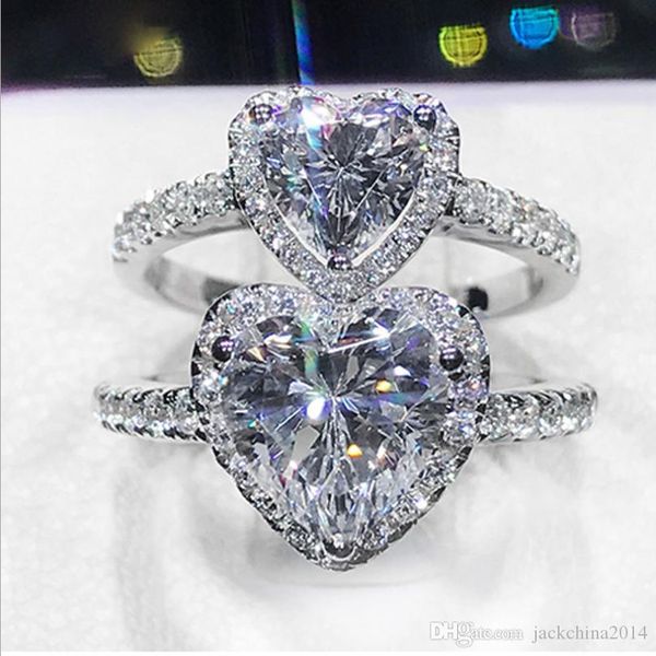 

choucong new selling luxury jewelry 925 sterling silver heart shape white z&pink sapphire gemstones wedding band ring for women gift, Slivery;golden