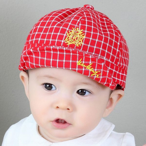 

infant cap baby cap summer new men's and women's baby soft eaves flip hat leisure children's plaid gentleman hat outdoor, Blue;gray