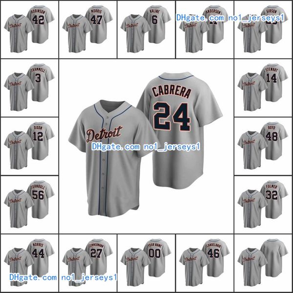 

detroit tigers #24 miguel cabrera 27 jor dan zimmermann 28 niko goodrum men women youth custom gray replica road jersey, Black