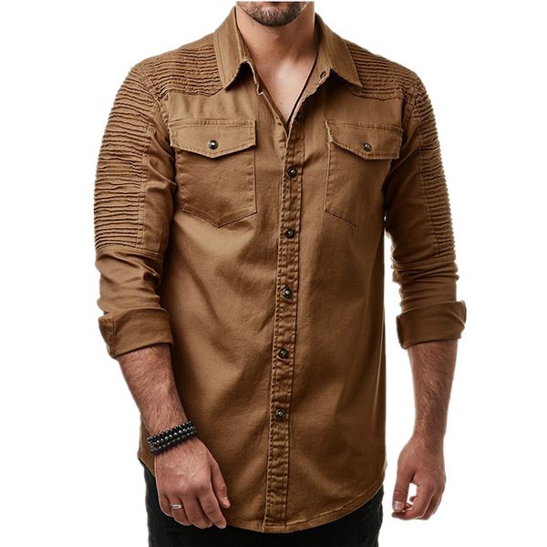 

men's shirts 2020 autumn new arrival british style casual long sleeve solid male business cowboy shirt slim fit bottoming shirt, White;black