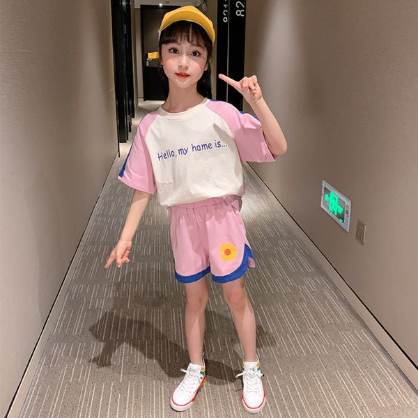

npxcw girls' summer 2020 new suit fashionable western children's children's style internet celebrity girl girl big children t