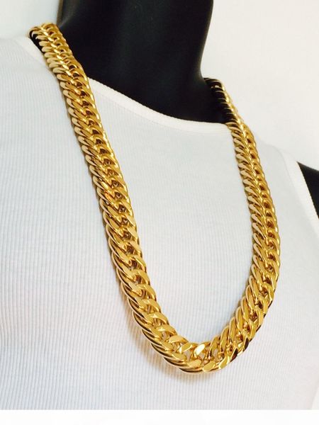 

mens miami cuban link curb chain 14k real yellow solid gold gf hip hop 11mm thick chain jayz epacket ing, Silver